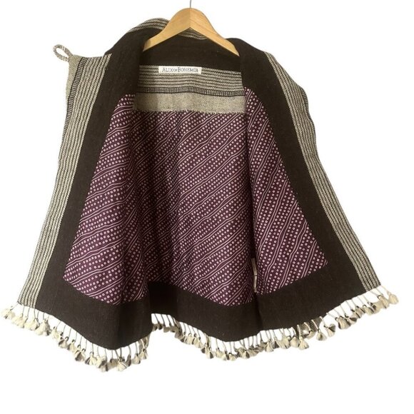 Alix of Bohemia Embroidered Handwoven Brown Blanket Jacket Small Western Boho - Picture 8 of 16